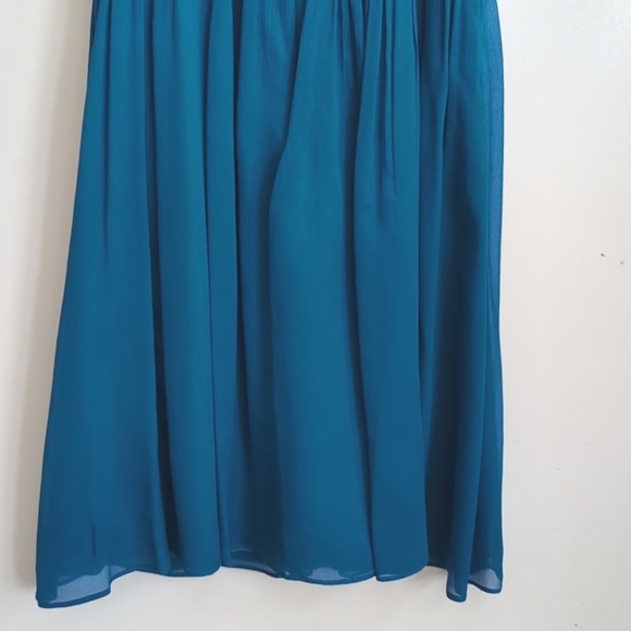 J Crew Sinclair Silk Dress Lined Halter Teal Blue size 4 Party Cocktail Formal - Picture 4 of 10